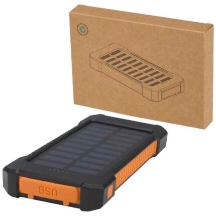Altair 5000 mAh 10W recycled plastic rugged solar power bank with built-in torch